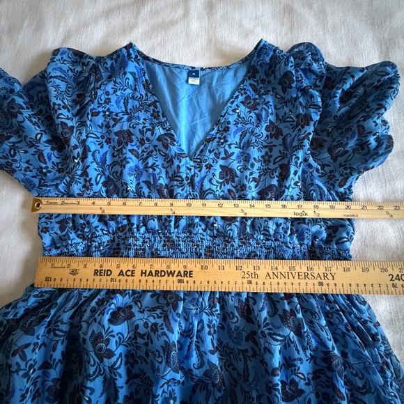 Old Navy Waist-Defined V-Neck Midi Dress Womens XL Floral Smocked Boho Cottage - Picture 8 of 12